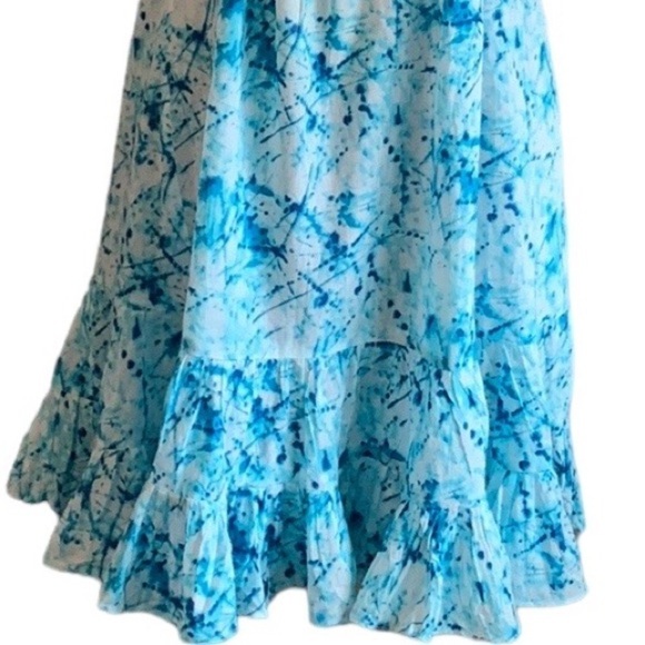 Noi Blue Print Sleeveless Dress with Ruffle Hem Large - Picture 4 of 10